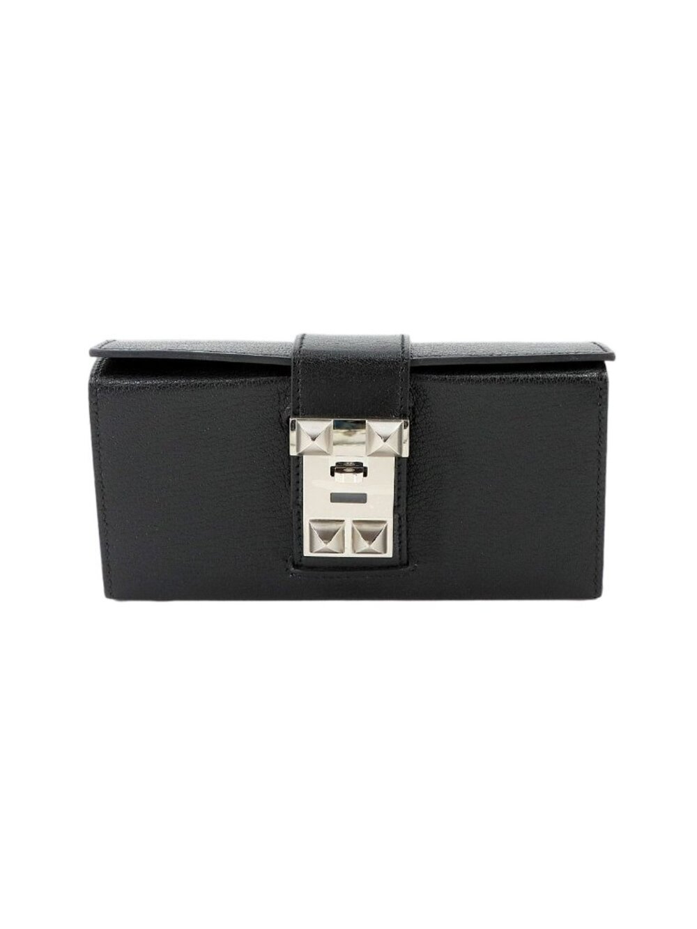 Hermes Neo Medor Clutch Chevre Chamkila Black Silver